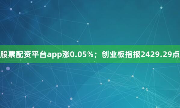股票配资平台app涨0.05%；创业板指报2429.29点